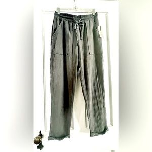 Jolt Gauze Tie-Waist Pants Smoke Gray